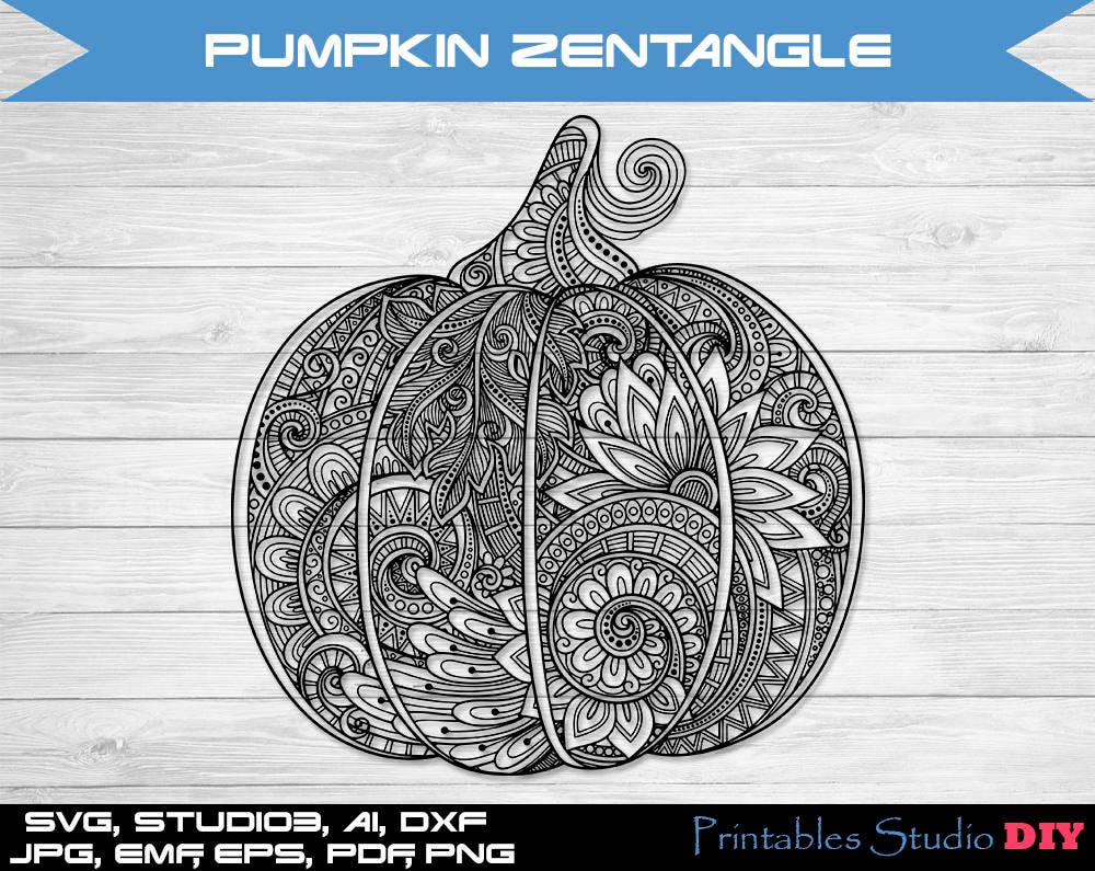 Pumpkin Zentangle mandala files cuttable Cricut Design