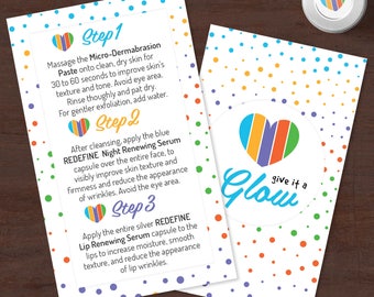 Rodan and Fields Mini Facial Cards, Instant Download, Give it a glow, RF Mini Facial, Facial Instructions, Microdermabrasion