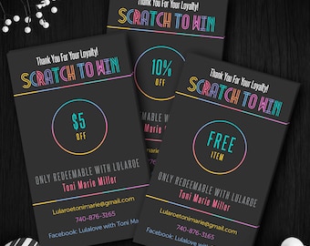 Lula Scratch Off Cards, Fast Free Personalize, Home Office Approved (Fonts & Colors), Scratch To Win, For LLR Fashion Retailer