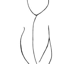 Flower | Simple Minimal Black and White Flower Nature Art Sketch Drawing, Fine Art, Wall Art, Home Decor, Print