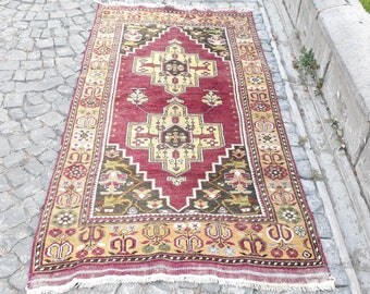 Turkish Oushak Rug Vintage Rug Anatolian Oushak Rug, Kilim Rug Pile Rug Purple Rug Livingroom Rug Office Rug Wedding Rug