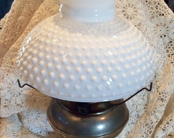 Antique Rayo Hurricane Oil Lamp with Hobnail Shade