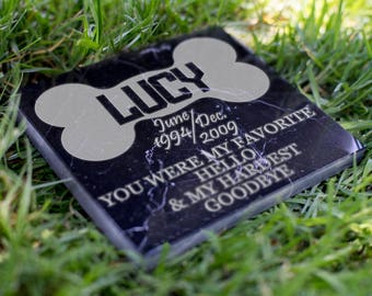 Personalized Pet Memorial Stone - Customized Headstone for Your Pet Companion - My Hardest Goodbye D15