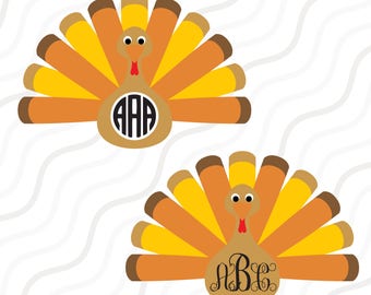 Turkey SVG, Thanksgiving svg, Turkey Monogram SVG Cut table Design,svg,dxf,png Use With Silhouette Studio & Cricut_Instant Download