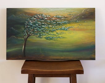 Wind Abstract Original Painting Wood Carving Wall Art