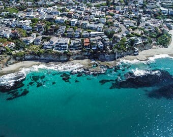Laguna Beach Drone Ocean Photo Print Southern California Home Decor Gift Photo