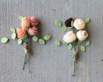 Felt Flower Bouquet, Set of 4