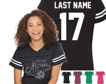 Rhinestone Soccer Mom Shirt - Soccer Shirts for Moms - Mom Soccer Shirt T-shirts/Tank Tops/Jerseys - Soccer Shirt