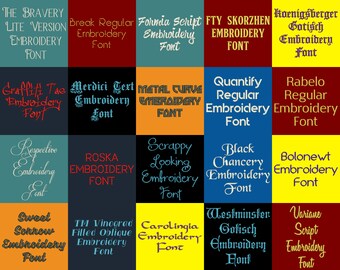 20 BX Fonts - Font Pack 2 - 20 Embrilliance Machine Embroidery Fonts In Four Sizes 0.5, 1, 2 & 3 inch - Instant Download!