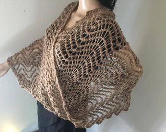 Lace chevron ripple suri alpaca Mobius Moebius convertible shawl wrap cowl snood crochet dye-free fashion infinity scarf