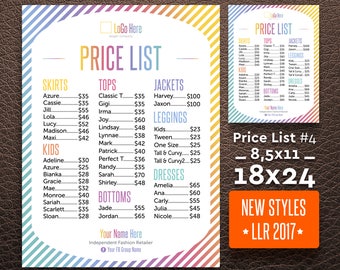 Price List, 18x24 / 8,5x11, Update 2017 new style, Sign, Custom LuLa, LLR marketing, Home Office Approved (Font & Color), Lula Price List #3