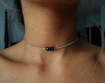 Beaded purple and blue necklace
