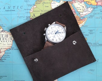 Personalized Leather watch case Gift for him Leather watch pouch Groomsmen Gift Leather Anniversary 3rd anniversary gift for men