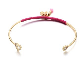 Bangle - Gold Plated - Brass, Thread, Zircon - Elegant - Anniversary