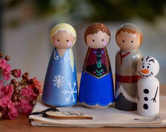 Frozen Toys, Frozen Peg Dolls, Anna and Elsa, Kristoff and Olaf, Frozen Peg Dolls, Princess Toys, Princess Peg Dolls, Gift for Girls,