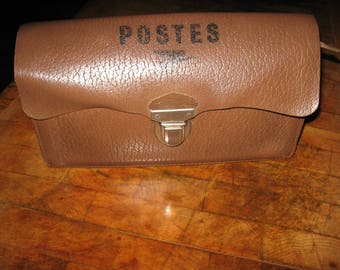 Bureau de poste courrier sac en cuir vintages Français ~ Ancienne Sacoche En Cuir La Poste ~ 1950