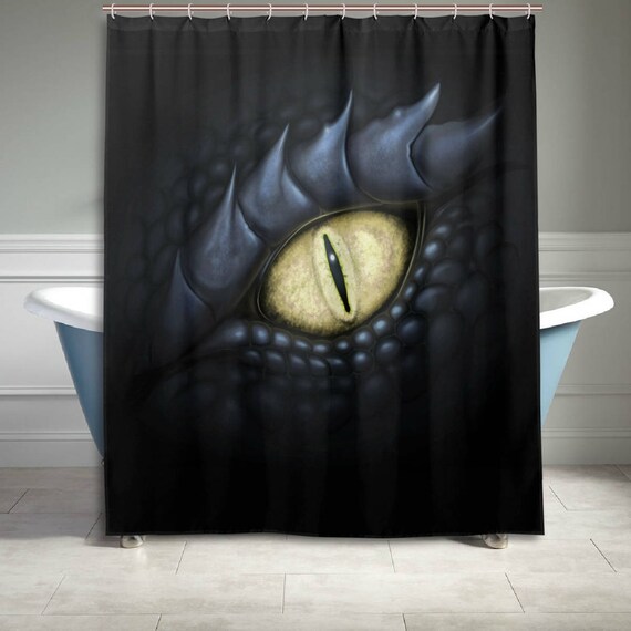 Items similar to Black Fantasy Dragon Eye Shower Curtain 60" x 72" Bathroom Decor Home Decor on Etsy