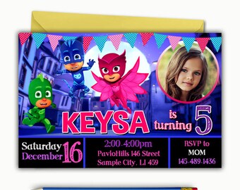 Pj Masks Invitation, Pj Masks Birthday Invitation, Pj Masks Birthday, Pj Masks Printable, Pj Masks Invite, Pj Masks Card, Pj Maks Party