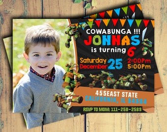 Teenage Mutant Ninja Turtle/Teenage Mutant Ninja Turtle Invitations/Teenage Mutant Ninja Turtle Birthday/Teenage Mutant Ninja Turtle Invites