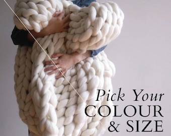 Custom Hand Knitted Giant Chunky Knit Blanket - Stockinette Stitch