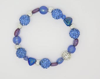 GLASS BEAD AND BLUE SHAMBALLA BRACELET