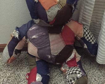 Vintage patchwork quilted teddy bear