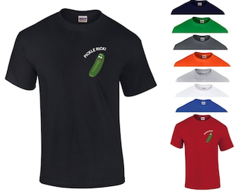 Rick and Morty T Shirt Pickle Rick Tiny Pocket Funny Joke Adult Comedy American Sitcom Animation Cartoon Halloween Men Tee Top Gift S-5XL