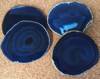 Blue Agate Coasters - Geode Coasters - Stone Coasters - Agate Decore - Agate Coaster Set