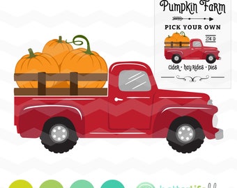 Pumpkin Truck SVG File: Pumpkin Farm Sign svg File, dxf, svg, Silhouette Cameo, Cricut Fall Cut Files, Pumpkin Patch Truck
