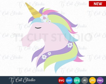 Unicorn svg, Unicorn ai, Unicorn Face Silhouette Svg Unicorn Cut Files for Silhouette Studio Cricut Svg Dxf Jpg Png Eps Pdf Ai