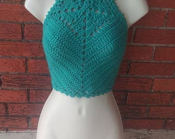 Ladies Halter Top Pattern 1970s Vintage Crochet and MACRAME