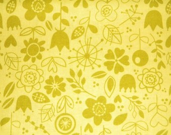 Sunny Happy Skies olive green tone on tone print by Riley Blake.