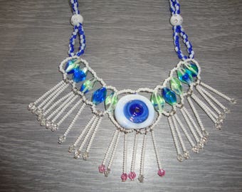 Choker length 39 cm Blue and white