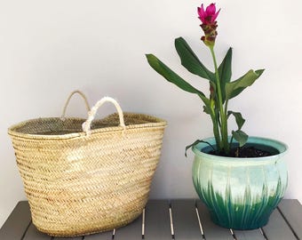 Basket straw bag, French Market bag, Summer carrycot bag, palm tree leaves bag, straw bag, beach bag, straw market basket