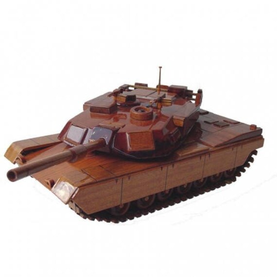 M1A1 Abrams Tank Wooden Model Made of Mahogany Wood