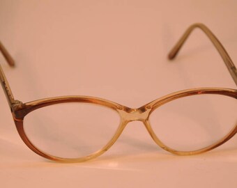 Vintage 80s Women Cateye Glasses Eyewear Transparent Clear Red Prescription Frames