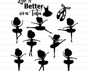 INSTANT DOWNLOAD - Ballerina Svg, Ballerina Silhouette, Ballet Svg Files, Ballerina Clipart, Ballet Clipart, Ballerina Digital Cut File