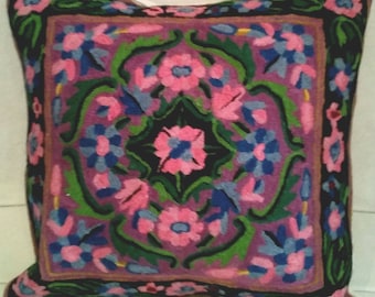 Wool hand embroidered cushions from Kashmir, India