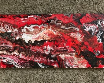 Red Waves Hand Painted Rock