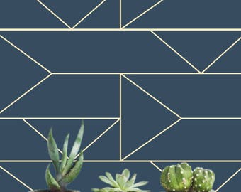 Navy Geometric Removable wallpaper/Self-adhesive/Regular wallpaper/ Navy Geometric Wallpaper A010