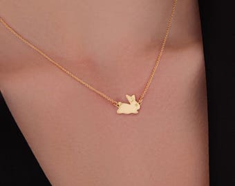 Rabbit necklace. Bunny Necklace. Rabbit Pendant. 24K Gold Plated