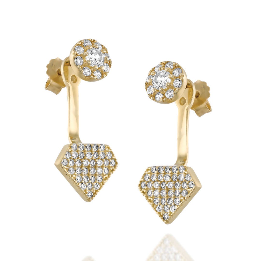 Diamond Shape Fashion Earrings/ Gold Earrings/ Dangle