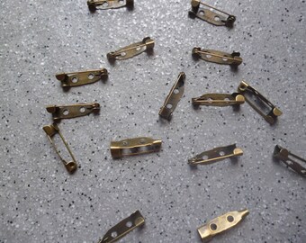 1 Lot de 10 Supports broches 2 trous, épingles à customiser, avec 2 trous de fixation en métal bronze
