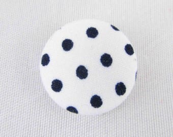 Buttons - 19mm - lined Navy blue dots