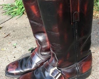 Vintage 1970s Oxblood buckle boots