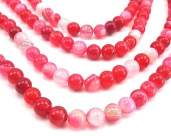 20 round natural 6 mm agate, pink beads
