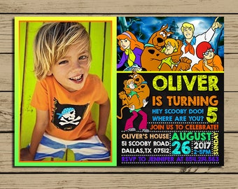 Scooby Doo Invitation * Scooby Doo Birthday Invite With Photo * Scooby Doo Birthday Party Chalkboard Invitations * Personalized * YOU PRINT