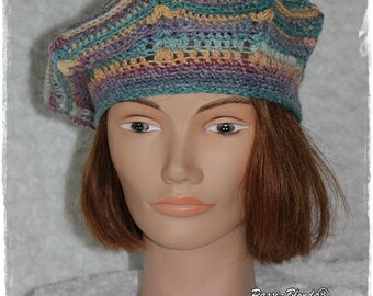 Child kids /tuque crochet wool beret. multicolored, child 8/10ans.francais touch.
