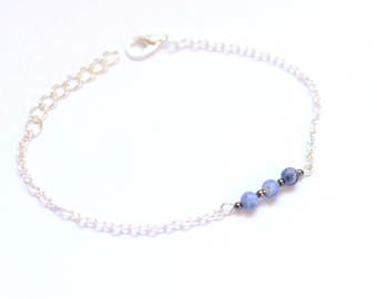 FA gemstones: Sodalite and black beads silver Bracelet