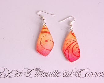 Earrings Arabesques, orange and fuchsia